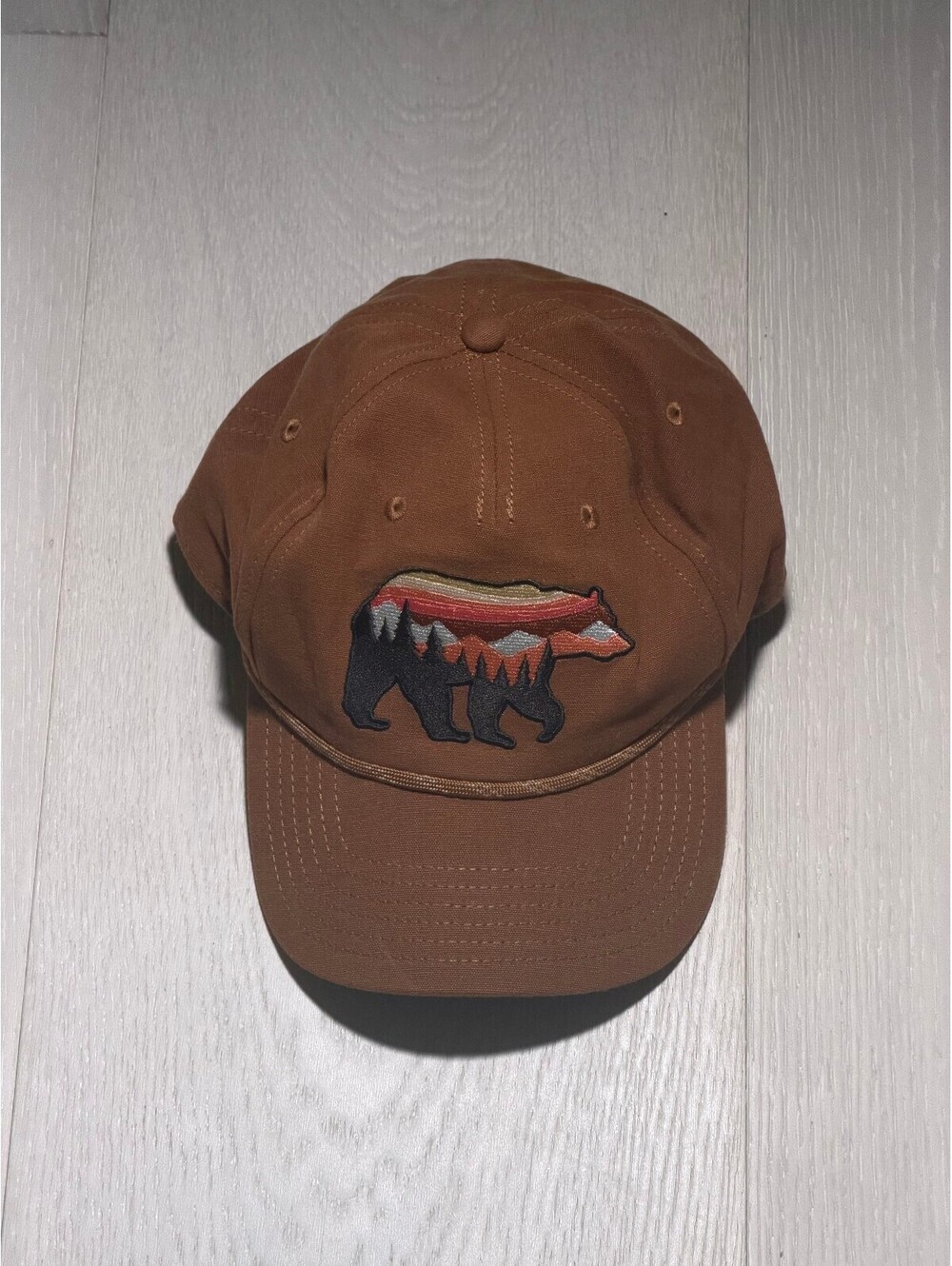 Mad Engine Bear Mountain Snapback Hat Brown Outdoor Camping Adjustable Cap